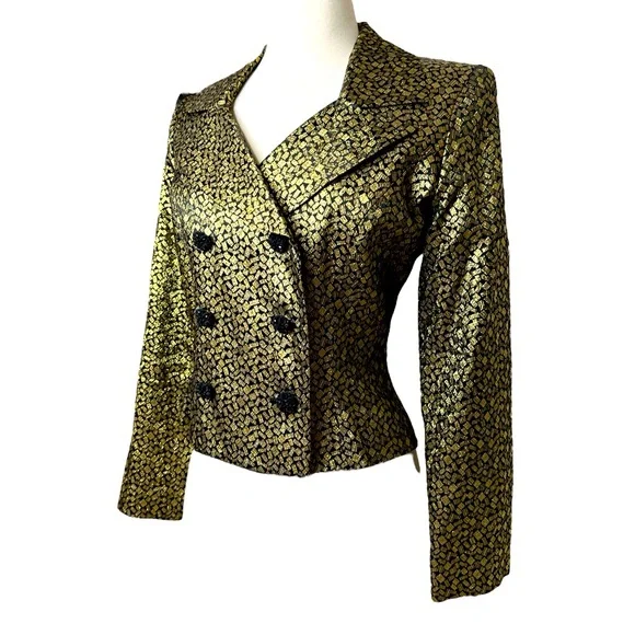 LILLY RUBIN VINTAGE GOLD METALLIC BLAZER. - Picture 2 of 10
